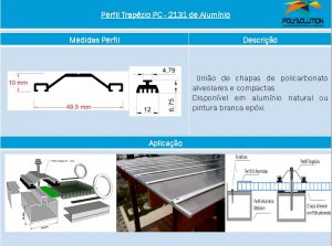 Linha de perfis para Instalação Policarbonato - Perfil trapézio PC2131-Polysolution