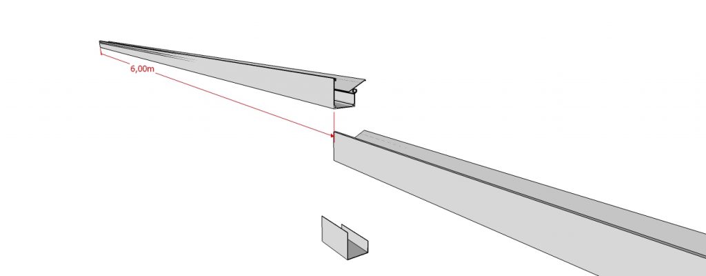 como emendar um perfil viga-calha PC4412 de topo com luva C e rebites - Polysolution 