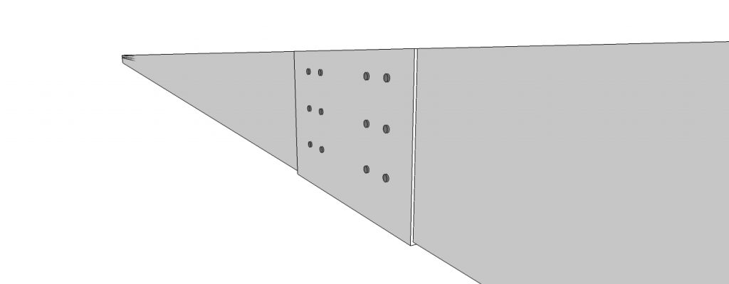 como emendar um perfil viga-calha PC4412 de topo com luva C e rebites - Polysolution 