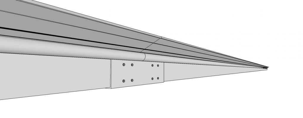 como emendar um perfil viga-calha PC4412 de topo com luva C e rebites - Polysolution 