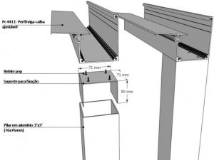 Superte para o perfil quardado 76,2mm e viga-calha PC4412