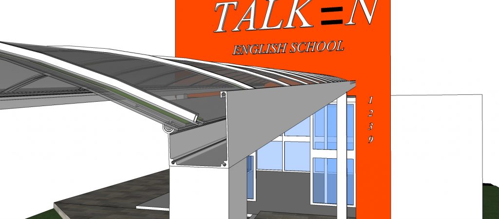 cobertura - toldo de Policarbonato compacto com 6 metros + VIGA-CALHA + Perfil T Polysolution