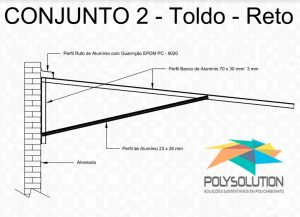 Toldo de Policarbonato com os perfis de aluminio Banzo 60 mmPolysolution