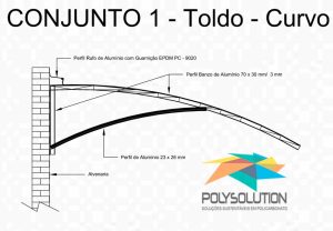 Toldo de Policarbonato com os perfis de aluminio Banzo 60 mmPolysolution