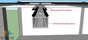 Cobertura de Policarbonato com Perfis de Aluminio estrutural Auto-portante Polysolution