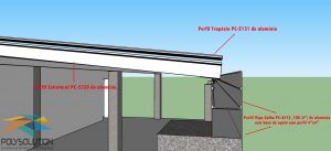 Cobertura de Policarbonato com Perfis de Aluminio estrutural Auto-portante Polysolution