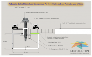 Cobertura de Policarbonato com Perfis de Aluminio estrutural Auto-portante Polysolution