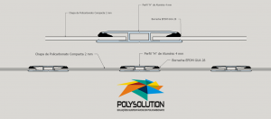 Perfil de aluminio H de 4mmx 6000 mm para pergolado de madeira POlysolution