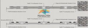 Pergolado de madeira com perfil de aluminio Estrutural H de 10 mm Polysolution