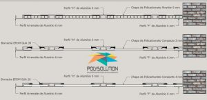 Pergolado de madeira com perfil de aluminio Estrutural H de 10 mm Polysolution