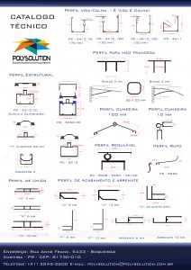 Linha de perfis de aluminio para policarbonato e vidro Polysolution