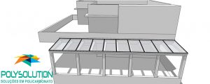 pergolado de concreto coberto com policarbonato caimento zero - Polysolution