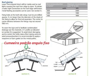 Cumeeira ou cumieira de aluminio para cobertura de Policarbonato ajustavel e regulável PC9090 com gaxeta de EPDM - barras de 6 metros - Polysolution