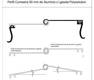 perfil cumeeira Ajustável e regulável engate rapido pc 9090 com gaxeta EPDM - lançamento Polysolution