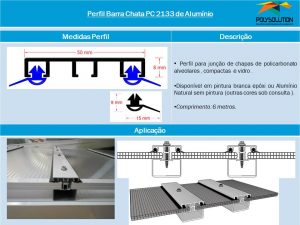 Linha de perfis para Instalação Policarbonato - Perfil Barra chata 2 -Polysolution