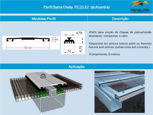 Linha de perfis para Instalação Policarbonato - Perfil Barra chata -Polysolution