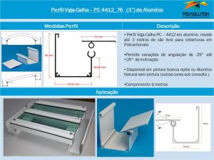 Perfil Viga-Calha PC 4412_76 Perfil com base de 76 mm e Aba Lateral maior de 90 mm -POLYSOLUTION - É Viga É Calha - 