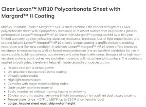  Policarbonato compacto MR10 anti risco e proteção UV 2 lados Polysolution 1