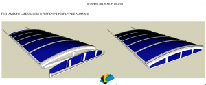 Cobertura de Piscina com Policarbonato Alveolar Azul e Perfil de aluminio PC 5512 - Polysolution