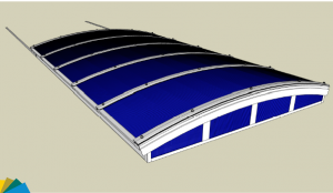 Cobertura de Piscina com Policarbonato Alveolar Azul e Perfil de aluminio PC 5512 - Polysolution