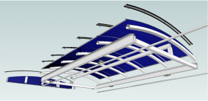 Cobertura de Piscina com Policarbonato Alveolar Azul e Perfil de aluminio PC 5512 - Polysolution