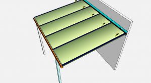 Detalhes conjunto 1 de uma cobertura de Policarbonato comperfis de aluminio Polysolution