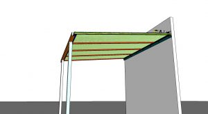 Detalhes conjunto 1 de uma cobertura de Policarbonato comperfis de aluminio Polysolution