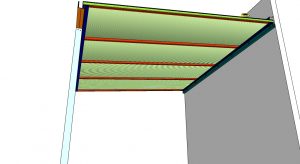 Detalhes conjunto 1 de uma cobertura de Policarbonato comperfis de aluminio Polysolution
