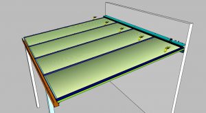 Detalhes conjunto 1 de uma cobertura de Policarbonato comperfis de aluminio Polysolution