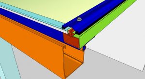 Detalhes conjunto 1 de uma cobertura de Policarbonato comperfis de aluminio Polysolution