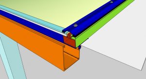 Detalhes conjunto 1 de uma cobertura de Policarbonato comperfis de aluminio Polysolution