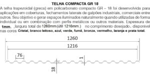 Telha de Policarbonato ondulada baixa compacta 0,8mm a 2,00 mm x 1260 mm