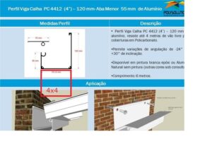 Perfil viga calha reforçado com perfil de aluminio 4 x 4 polegadas - como condutor tambem